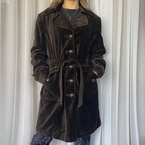 Vantage Giacca Velvet  Velour Coat,Jacket Brown Sz PS Have 2 Missing Buttons